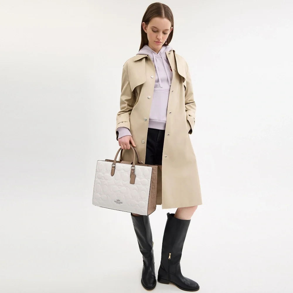 Maggie Tote Bag In Blocked Signature Leather - Picture 5 of 11